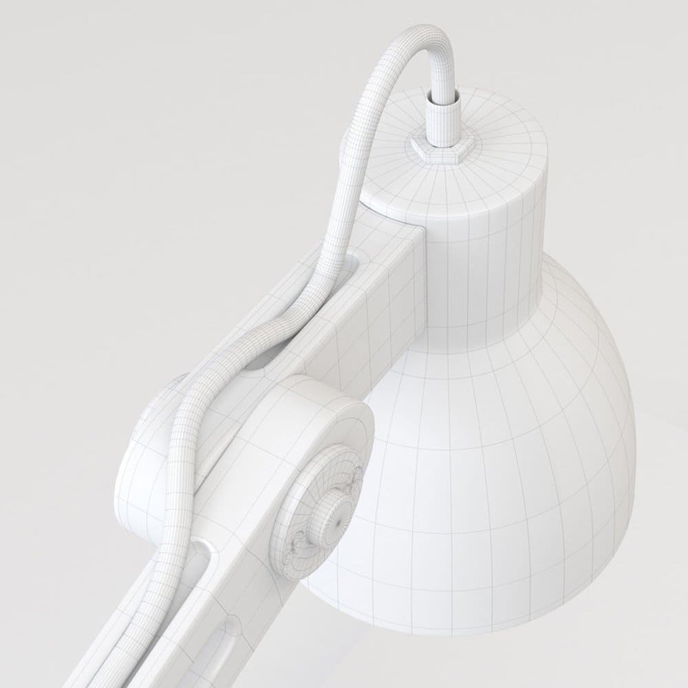 White graphic model of the upper part of the "MaxTracing" table lamp.