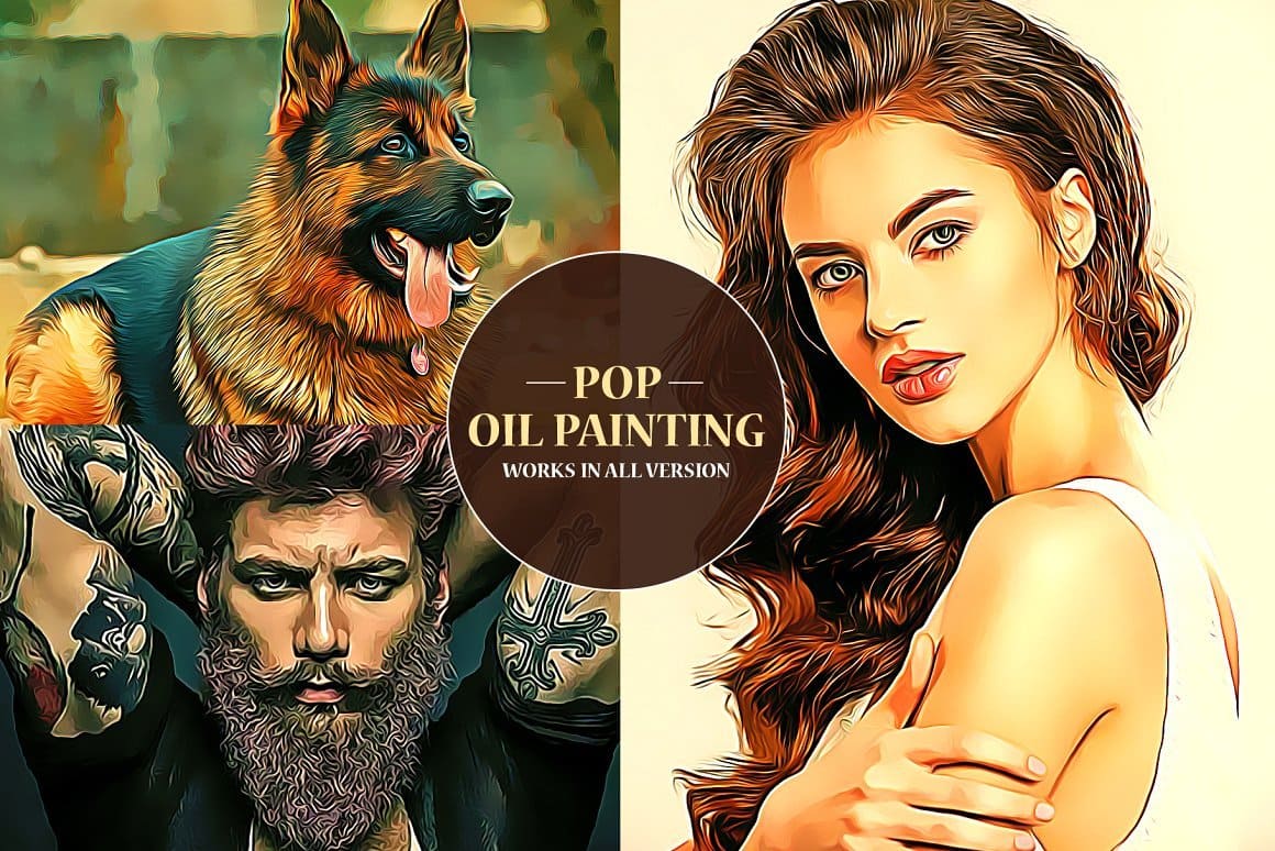 Pop oil painting works in all versions.