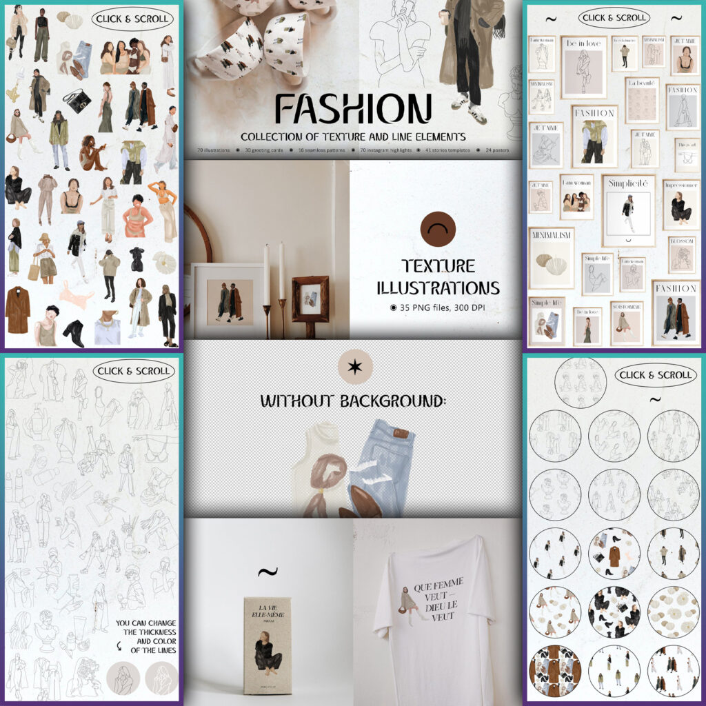 Fashion Texture And Line Elements – MasterBundles