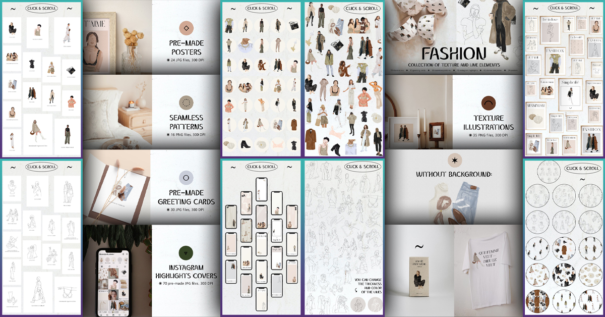 Fashion Texture And Line Elements – MasterBundles