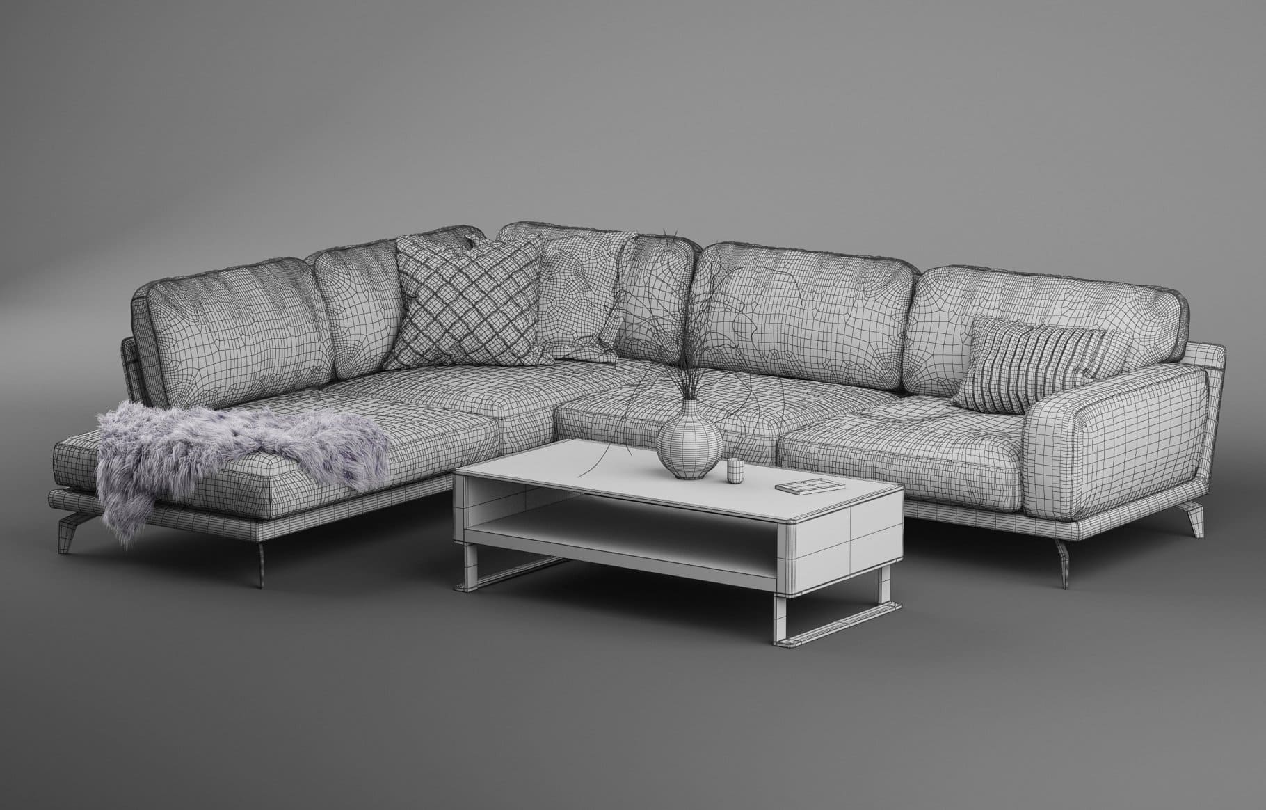 3D models of Peruna Leather Modular Sectional SOF.