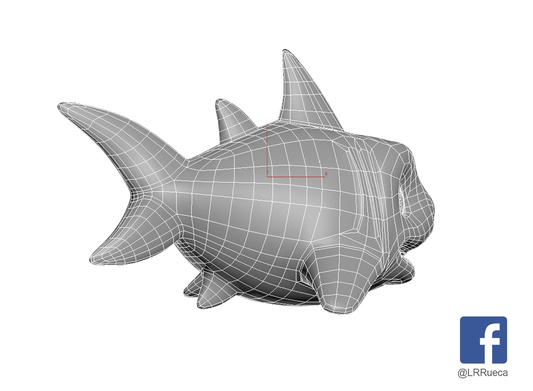 3D model of the back of a shark.