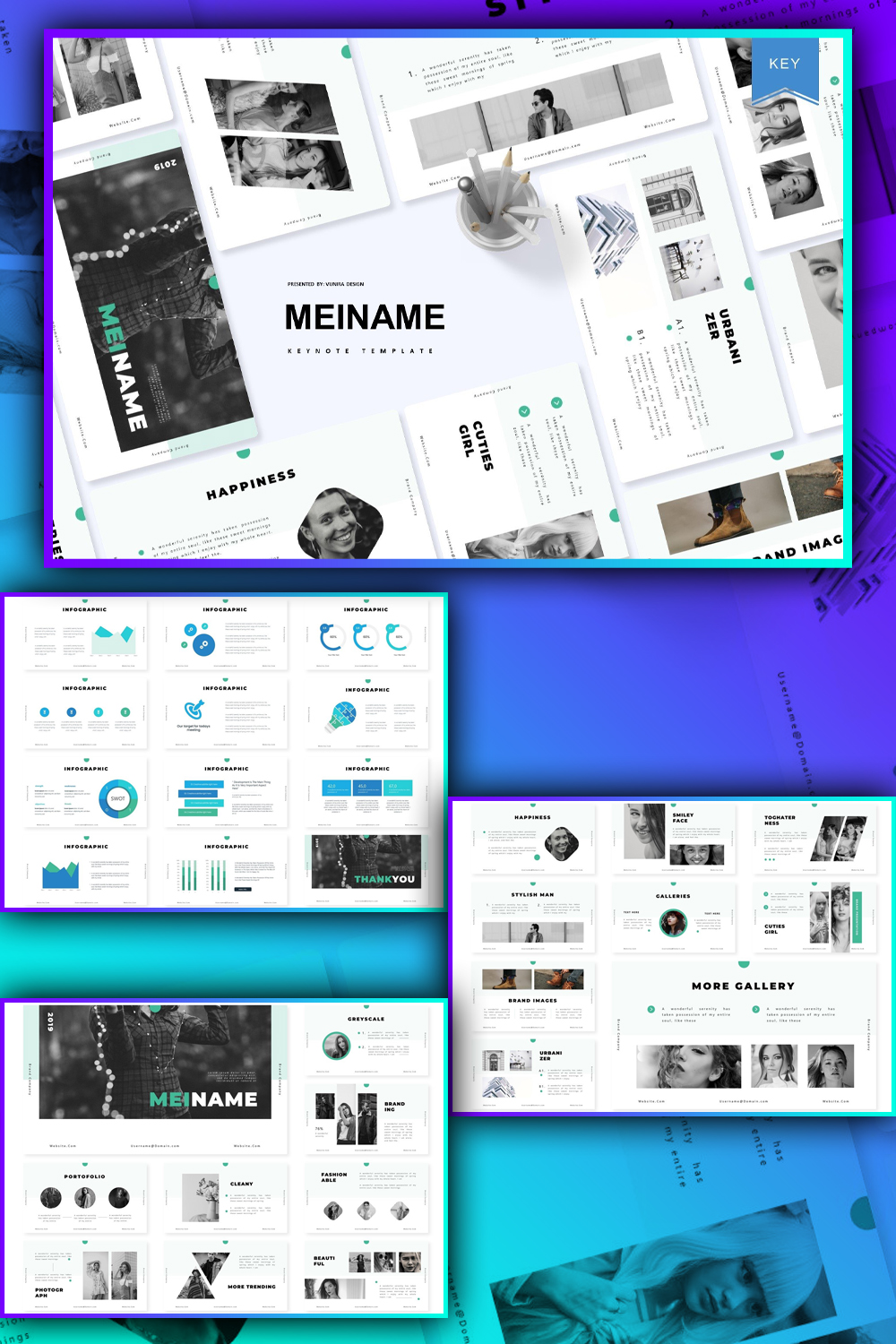 Illustrations meiname keynote template of pinterest.