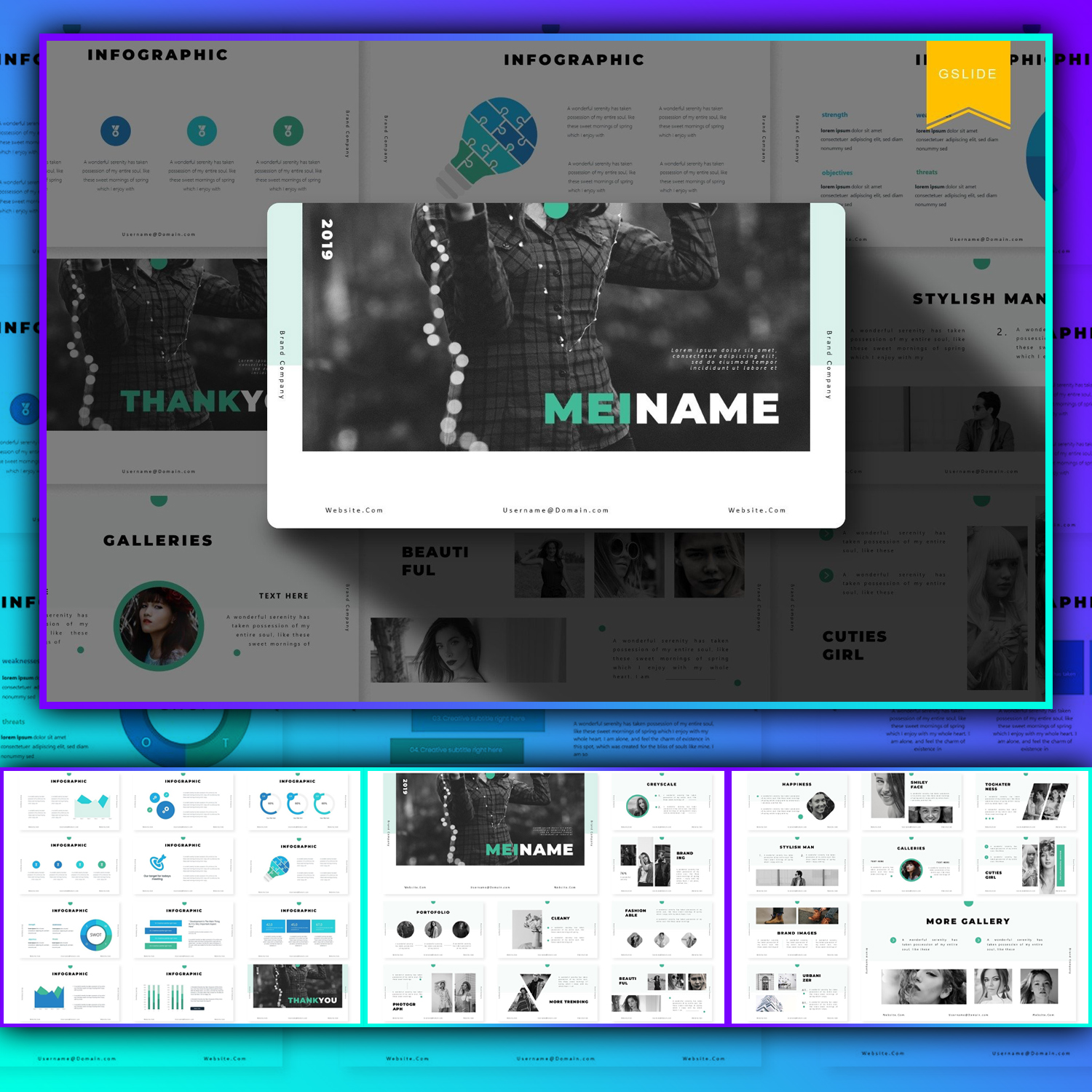 Images preview meiname google slides template.