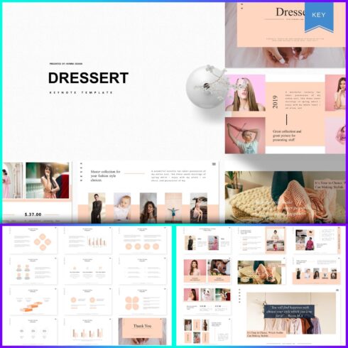 Inscription “Your style can make presenting your inner personal and make you fell happiness” of Dressert Keynote Template.