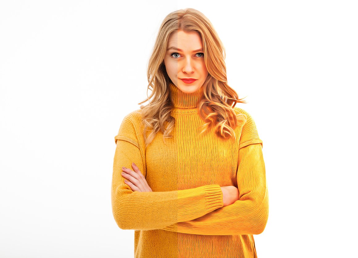 A girl in a yellow sweater.