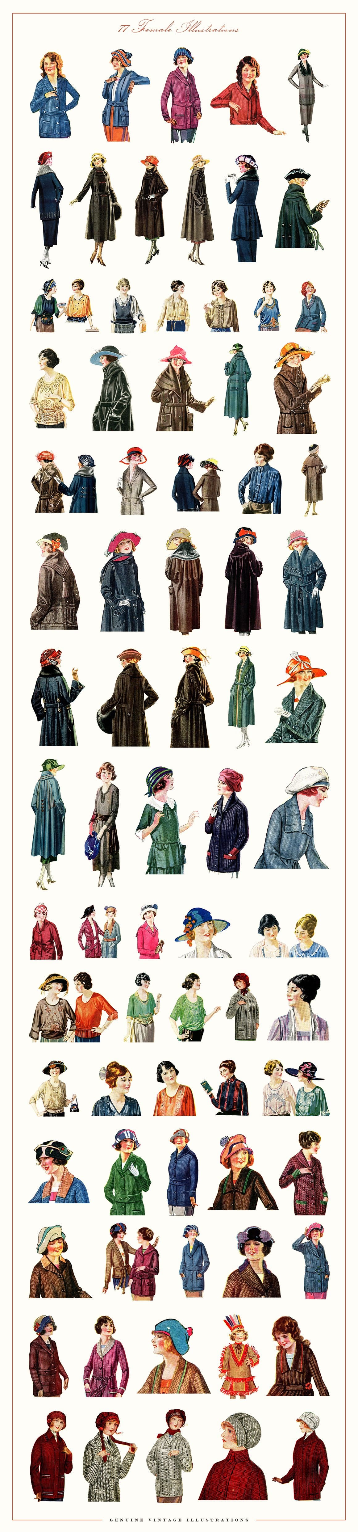 77 female illustrations.