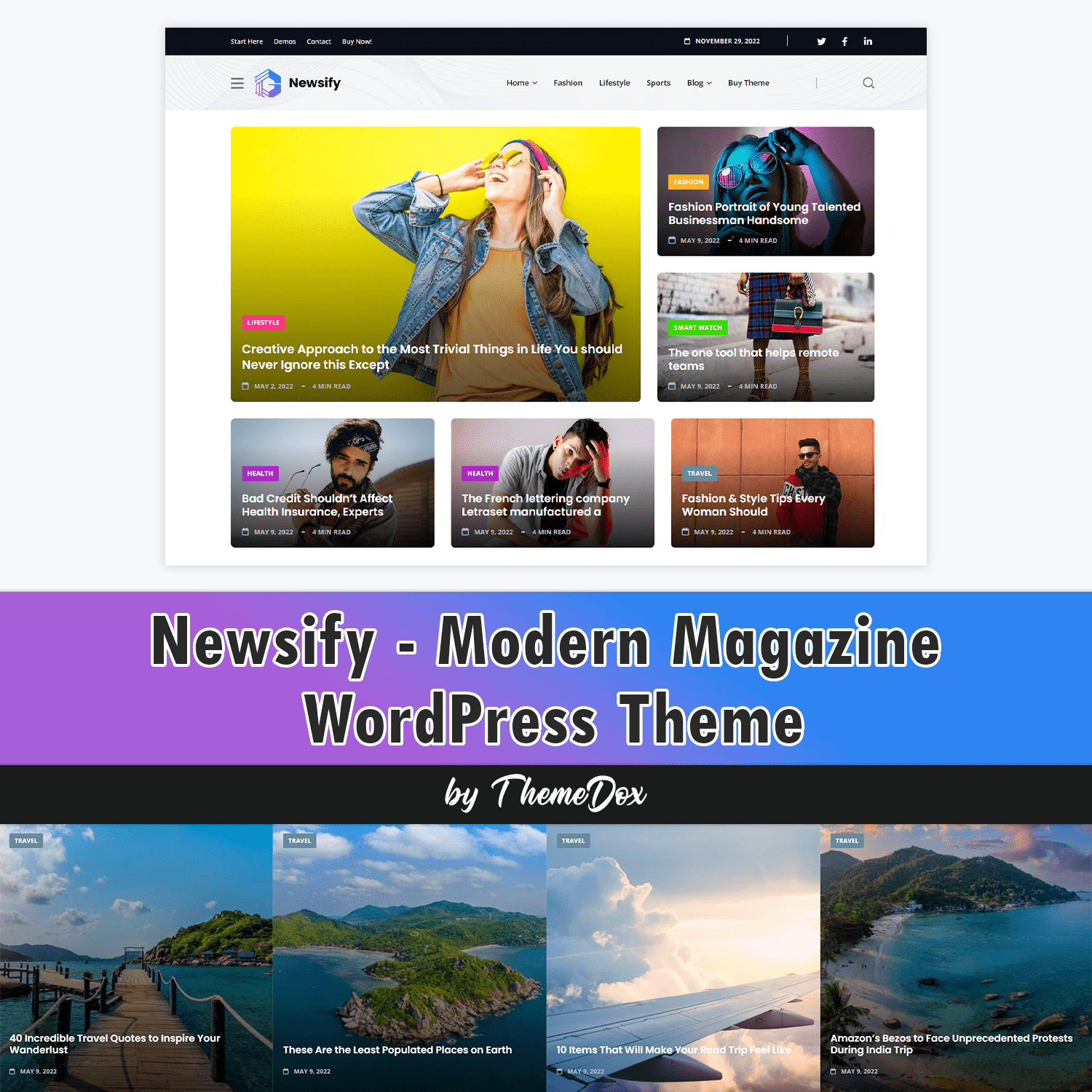 Newsify - Modern Magazine WordPress Theme.