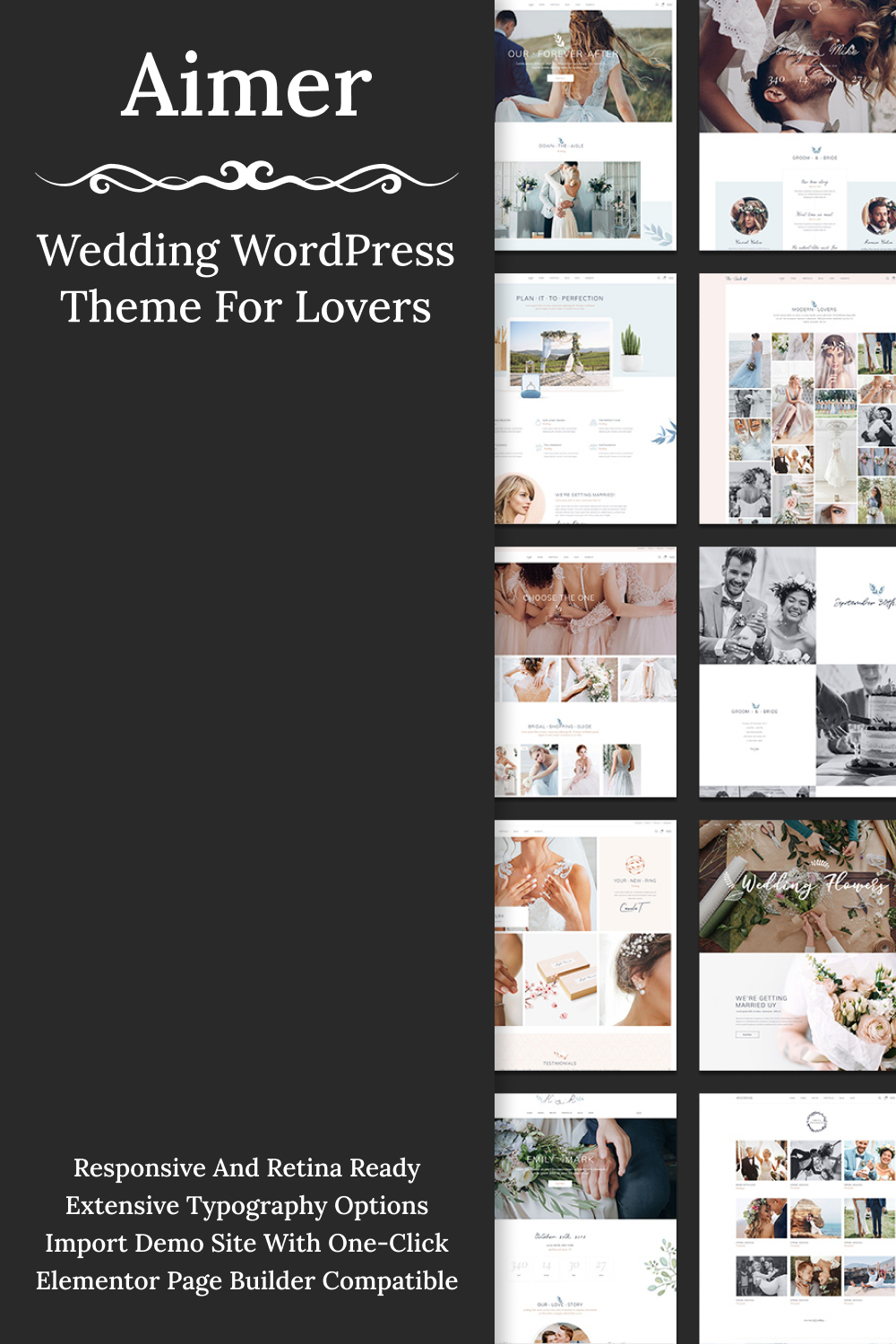 Illustrations aimer wedding wordpress theme for lovers of pinterest.