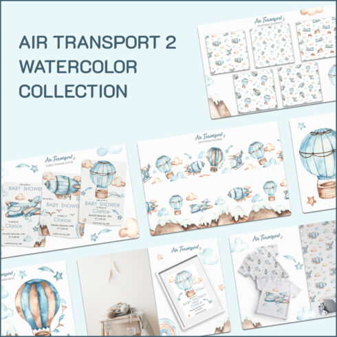 Images with air transport watercolor.