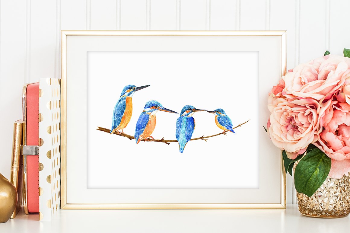 Image of yellow-blue birds on a branch.
