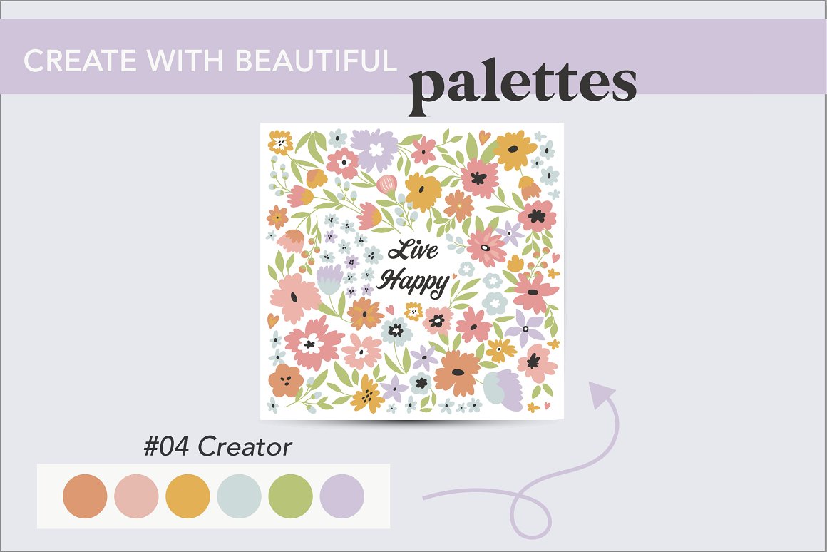 Paint palette with flowers.