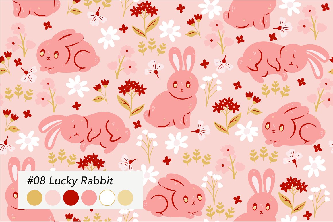 Pink bunnies in the pictures.