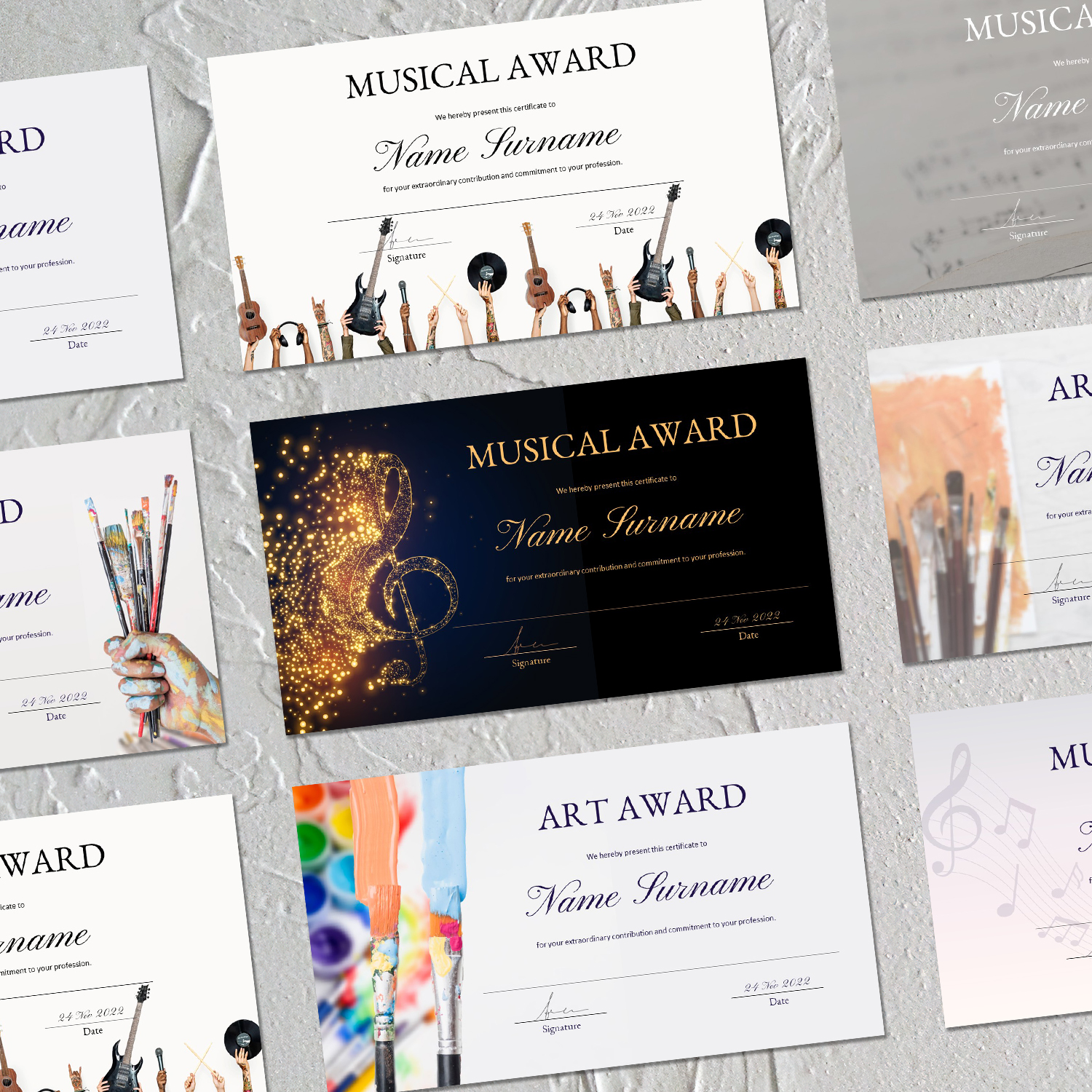 Images with award certificate template powerpoint.