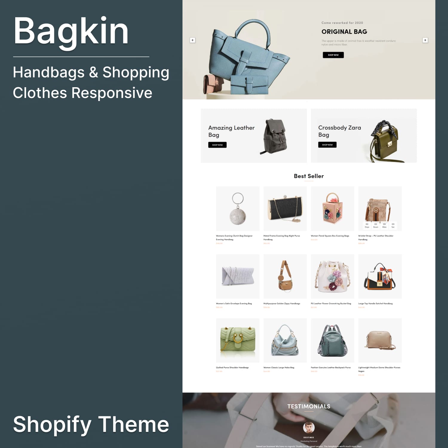 Bagkin handbags shopping clothes responsive shopify theme.