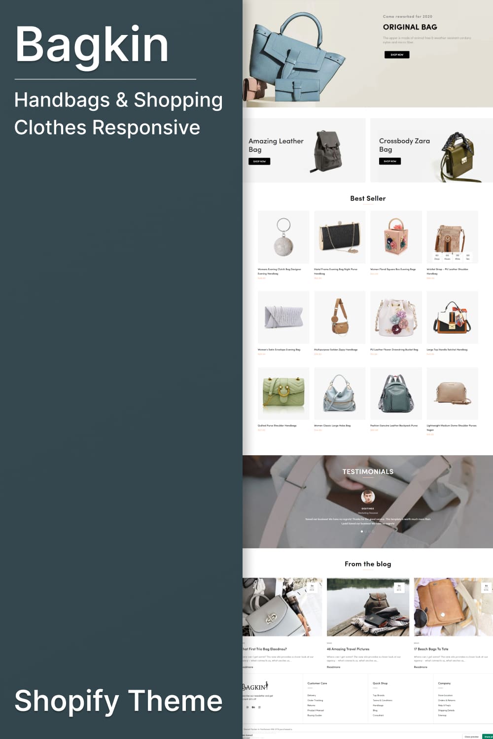 Best seller of Bagkin handbags shopping clothes responsive shopify theme.