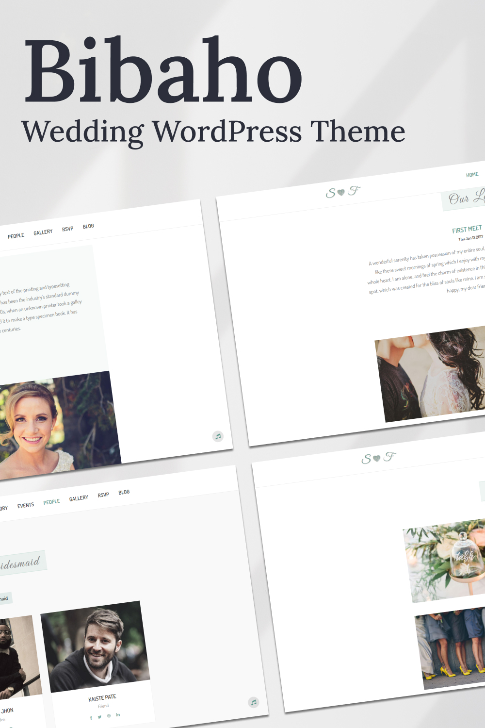 Illustrations bibaho wedding wordpress theme of pinterest.