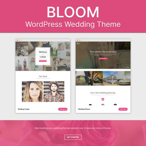 Preview bloom wordpress wedding theme.