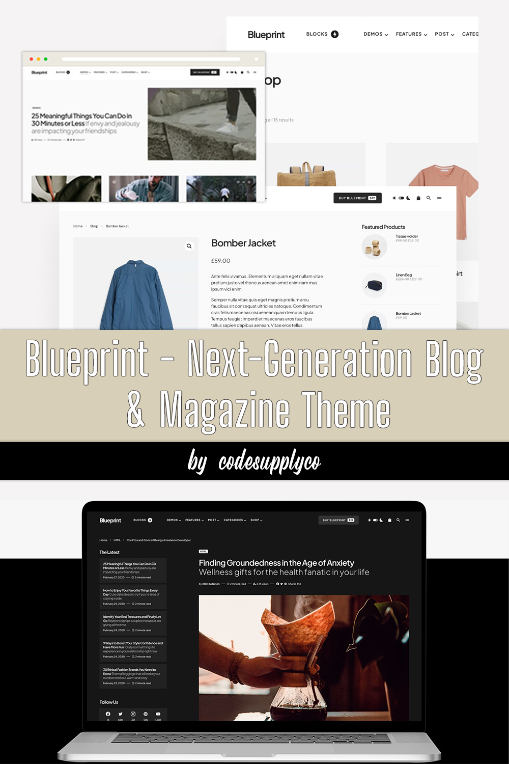 Pinterest illustrations blueprint next generation blog magazine theme.