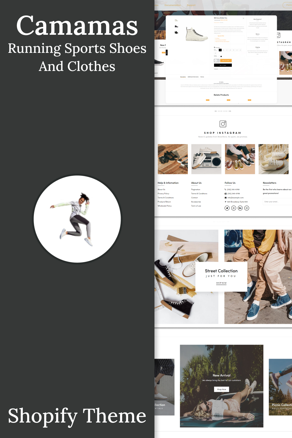 Pinterest illustrations of camamas running sports shoes clothes shopify theme.