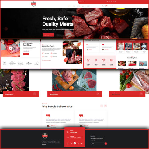 Images preview carne meat shop elementor template kit.