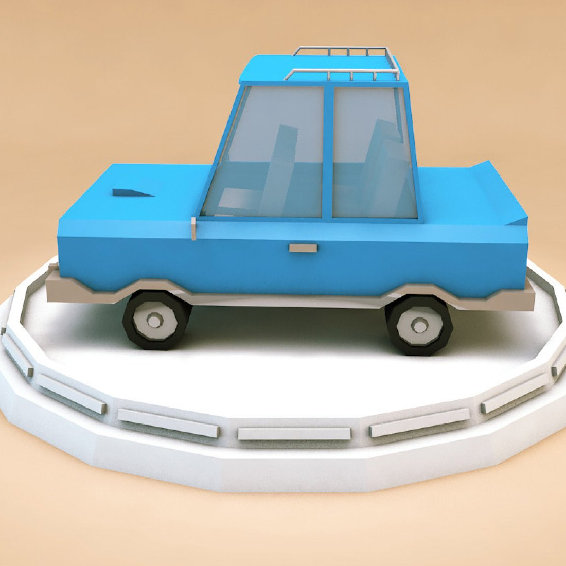 Images preview cartoon family car low poly 3d model.