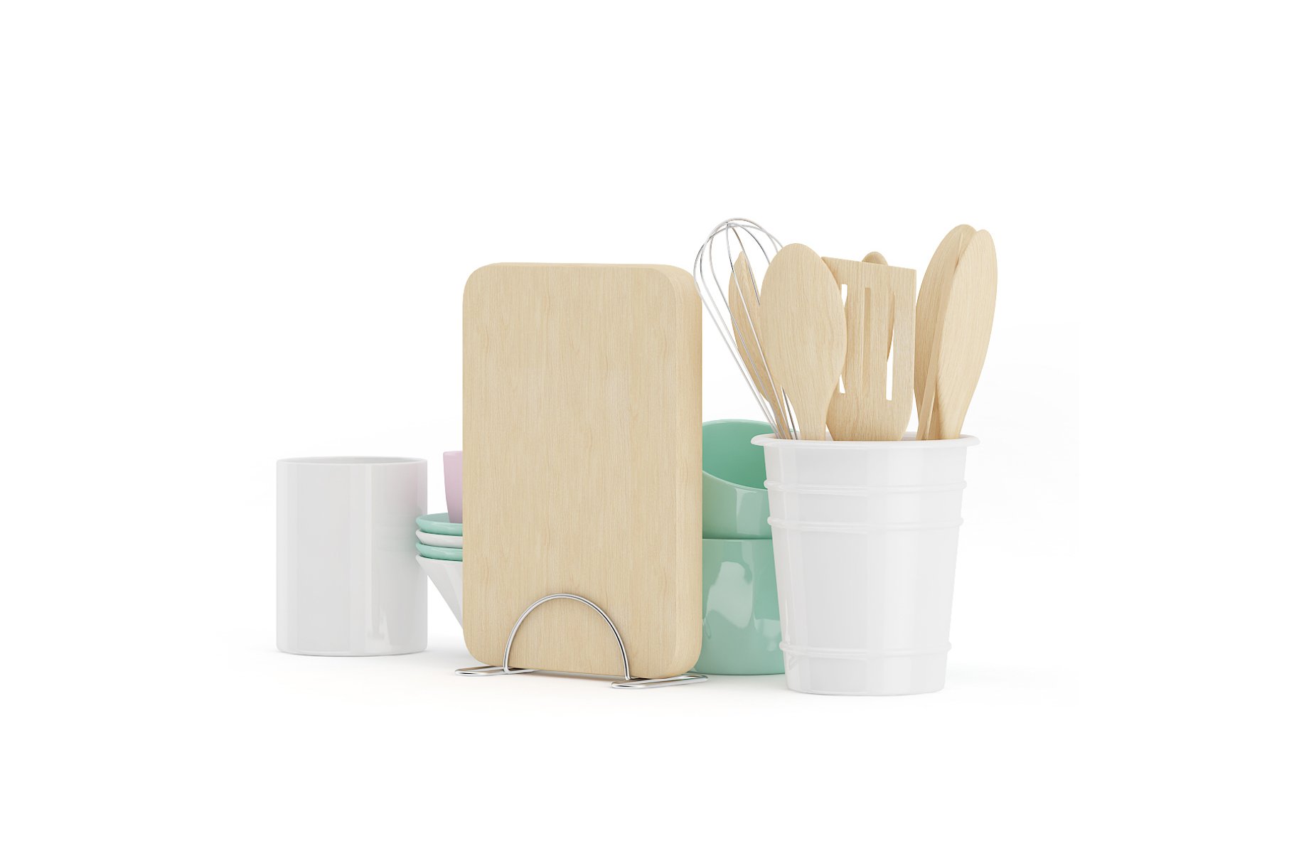 Models of kitchen utensils.