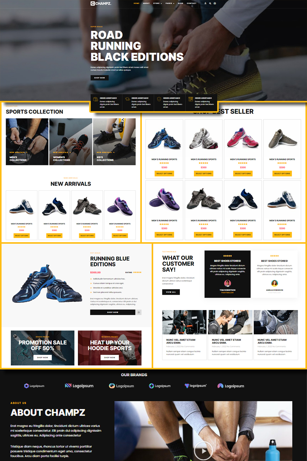 Illustrations champz sneakers sports apparel online store template kit of pinterest.