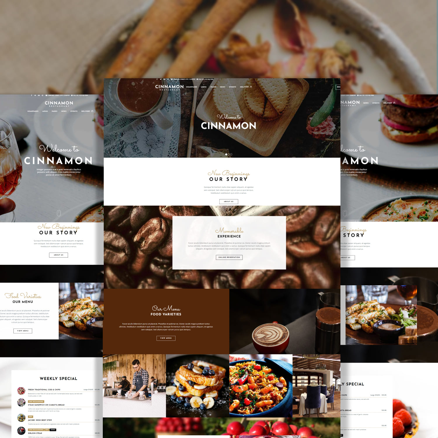 Cinnamon Restaurant Theme for WordPress can also be used to create a One Page restaurant website.