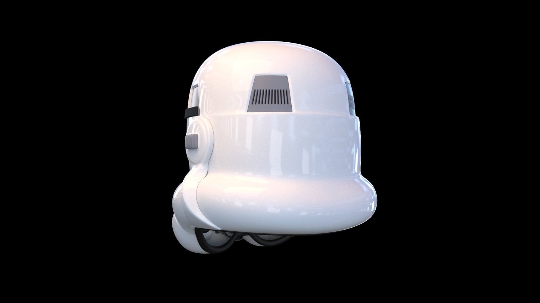 Black and white mask of a stormtrooper from Star Wars.