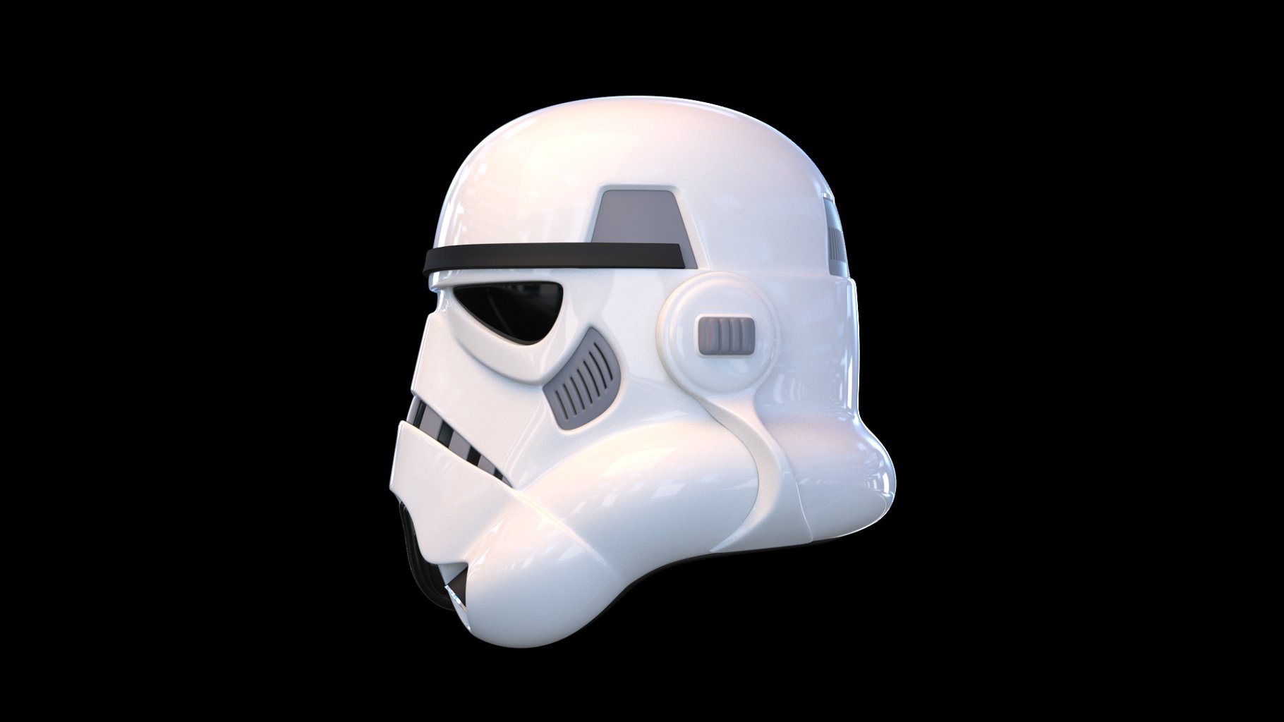 Black and white mask of a stormtrooper from Star Wars.