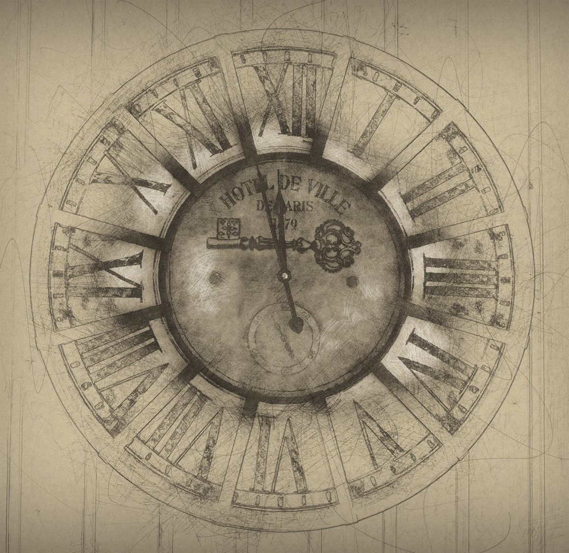 Image of a clock with different Roman numerals.