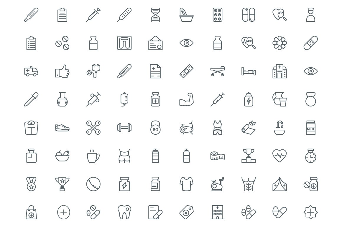 Various medical themes icons.