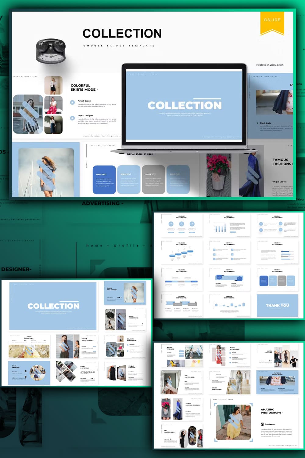 Slide about colorful skirts mode of Collection Google slides template.