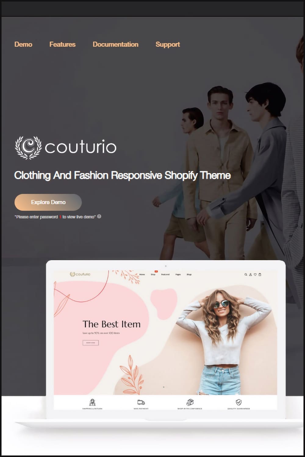 Couturio clothing and fashion responsive shopify theme.