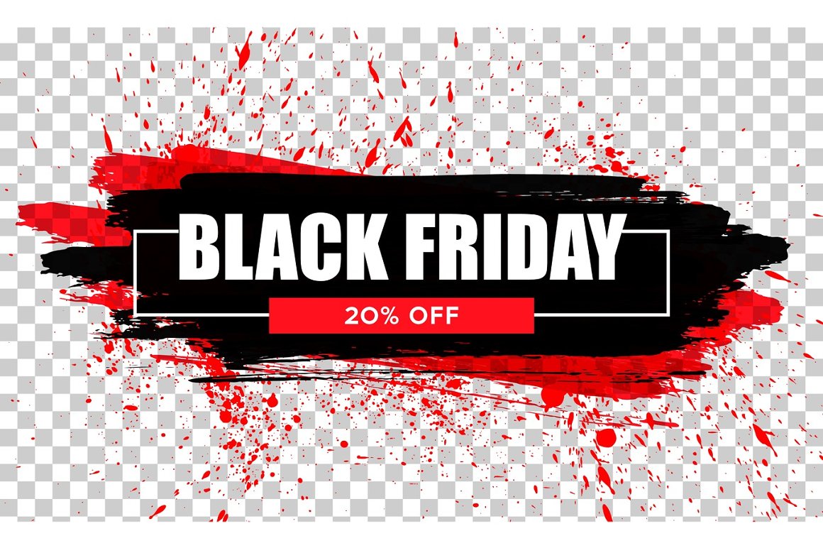 Black friday banner with red paws around.