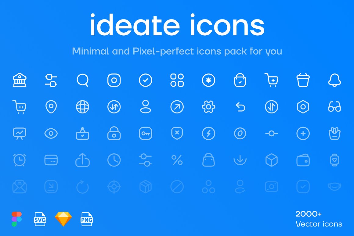 Various icons and blue pages.