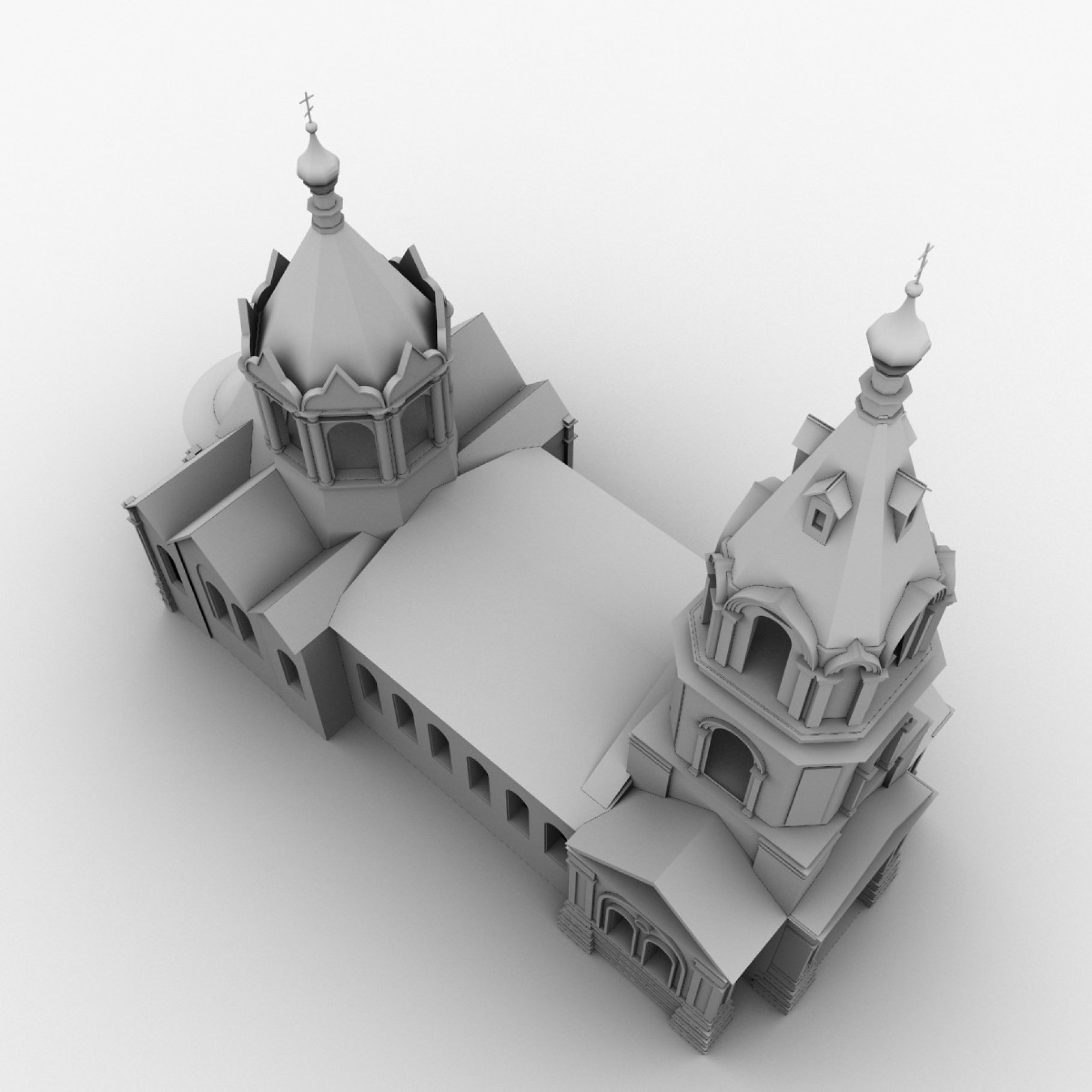 Church model from top to bottom.