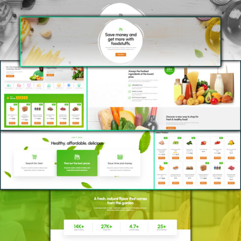 Images preview dailymart grocery store elementor template kit.