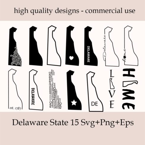 Illustrations with delaware silhouette.