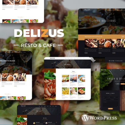 Imagesw with delizus restaurant cafe wordpress theme.