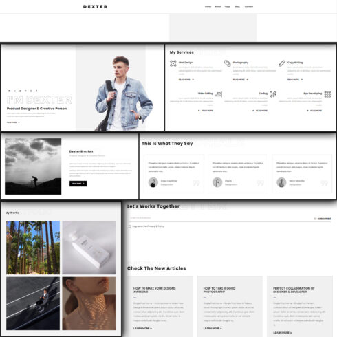 Images preview dexter personal portfolio elementor template kit.