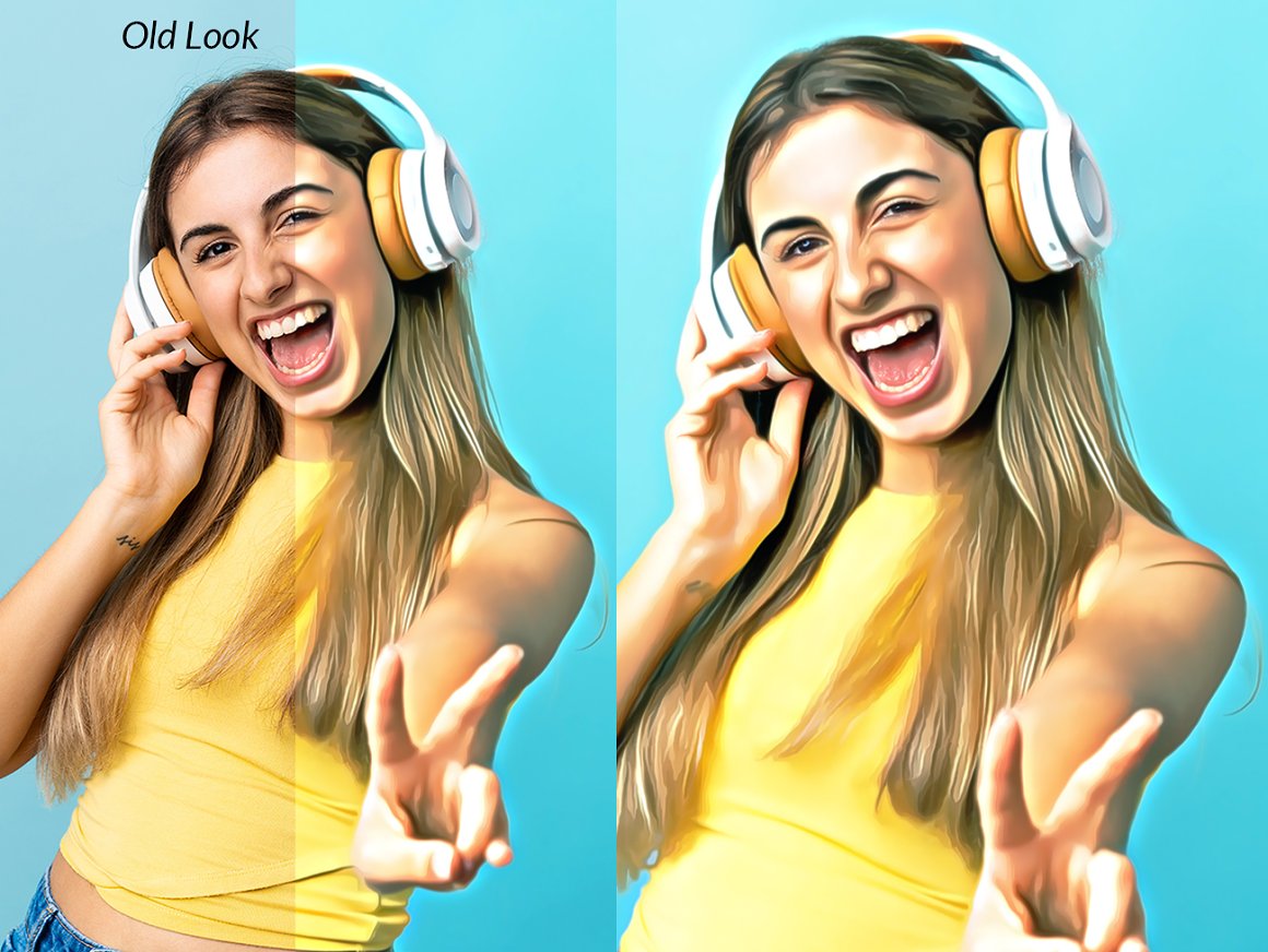 GIRL in yellow with headphones.