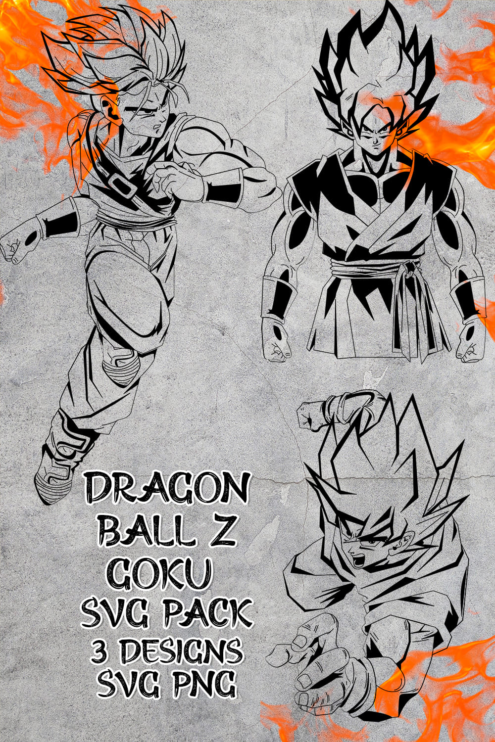 Dragon Ball Z Goku SVG on the grey background.