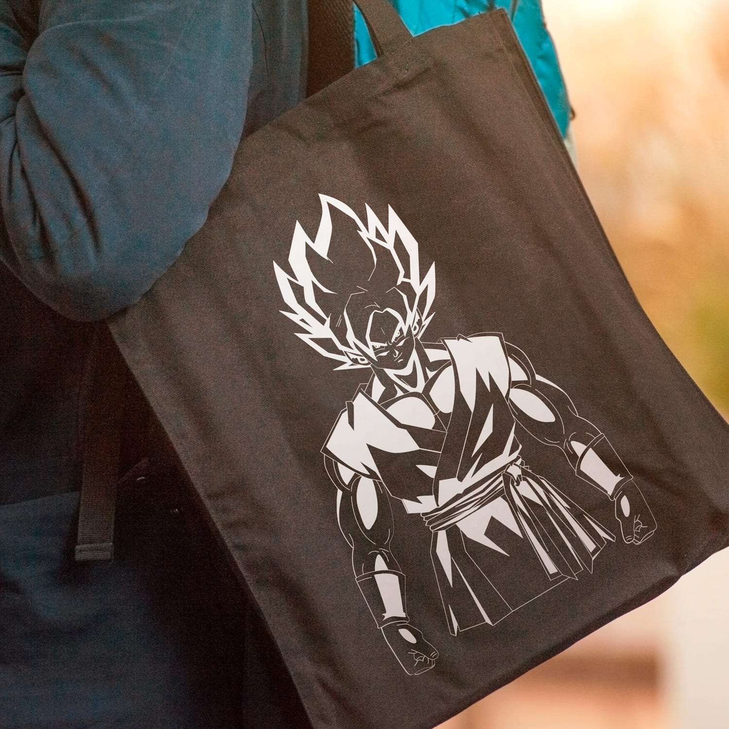 Dragon Ball Z Goku SVG on the black bag.