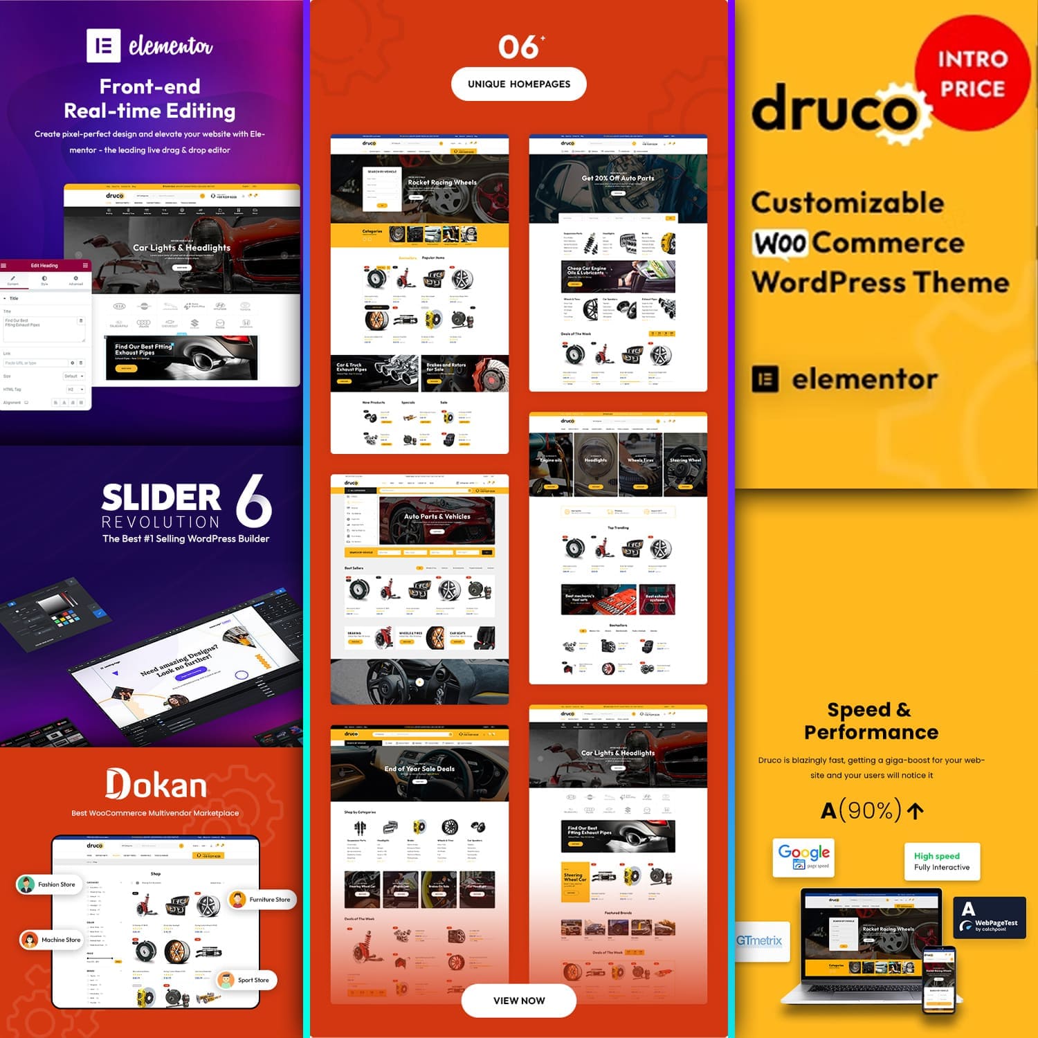 Unique homepages of Druco - Elementor WooCommerce WordPress Theme.