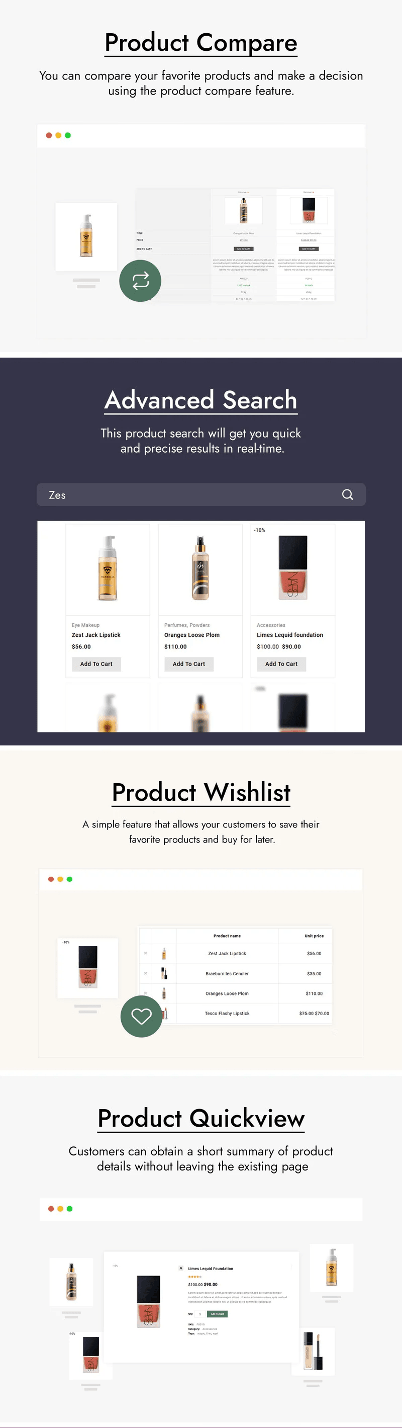 Example of product pages.