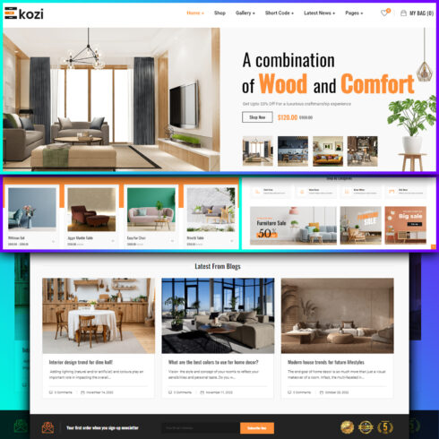 Images preview ekozi furniture elementor woocommerce theme.