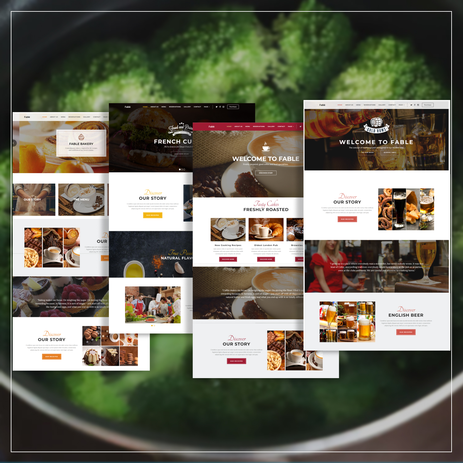 Preview fable restaurant bakery cafe pub wordpress theme.