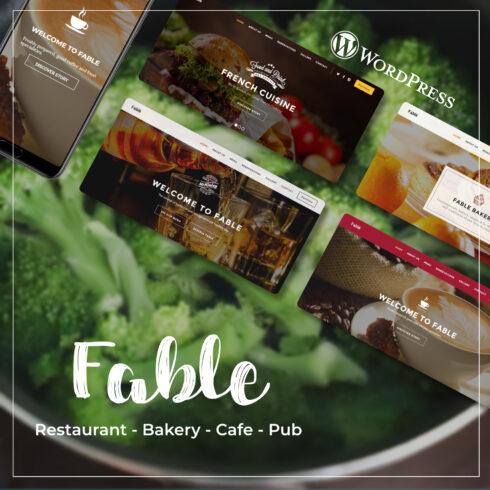Images with fable restaurant bakery cafe pub wordpress theme.